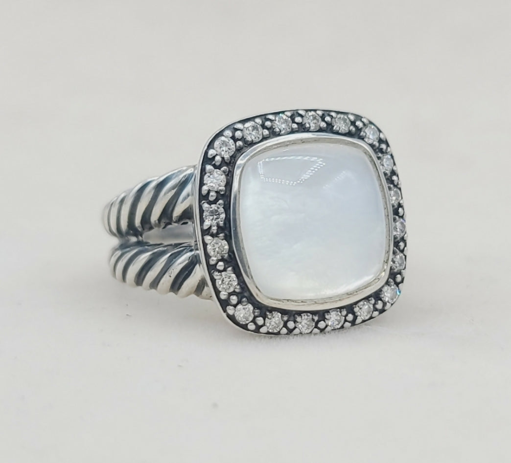 David Yurman Albion 14mm Moon Quartz (Moonstone) Diamond Ring