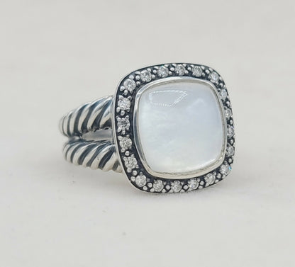 David Yurman Albion 14mm Moon Quartz (Moonstone) Diamond Ring