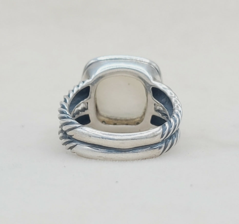 David Yurman Albion 14mm Moon Quartz (Moonstone) Diamond Ring