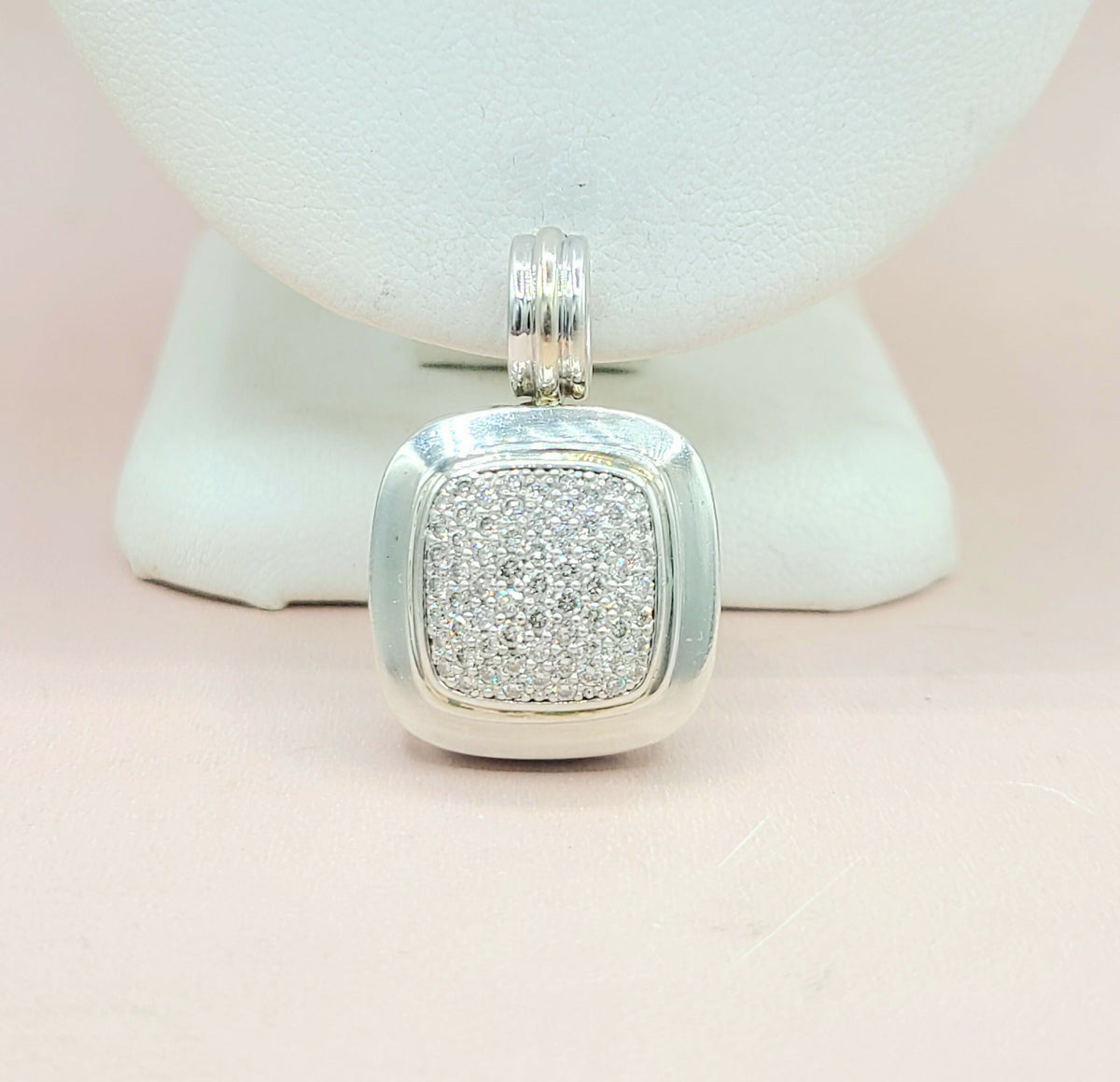  David Yurman Albion 14mm Pavé Diamond & 18K White Gold Pendant Enhancer