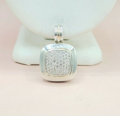  David Yurman Albion 14mm Pavé Diamond & 18K White Gold Pendant Enhancer