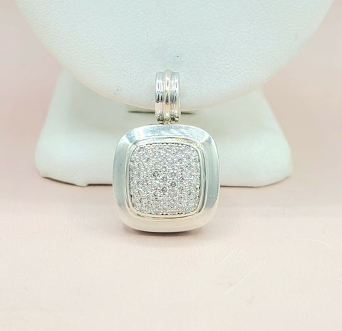  David Yurman Albion 14mm Pavé Diamond & 18K White Gold Pendant Enhancer