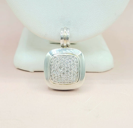  David Yurman Albion 14mm Pavé Diamond & 18K White Gold Pendant Enhancer