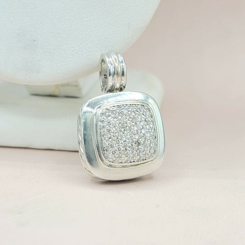  David Yurman Albion 14mm Pavé Diamond & 18K White Gold Pendant Enhancer