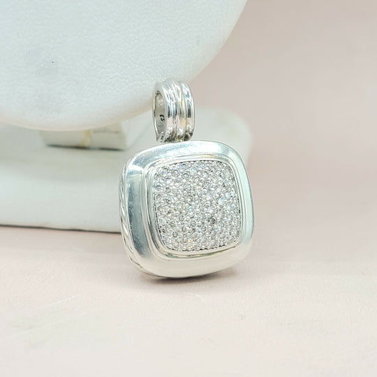  David Yurman Albion 14mm Pavé Diamond & 18K White Gold Pendant Enhancer