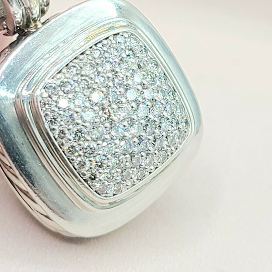  David Yurman Albion 14mm Pavé Diamond & 18K White Gold Pendant Enhancer