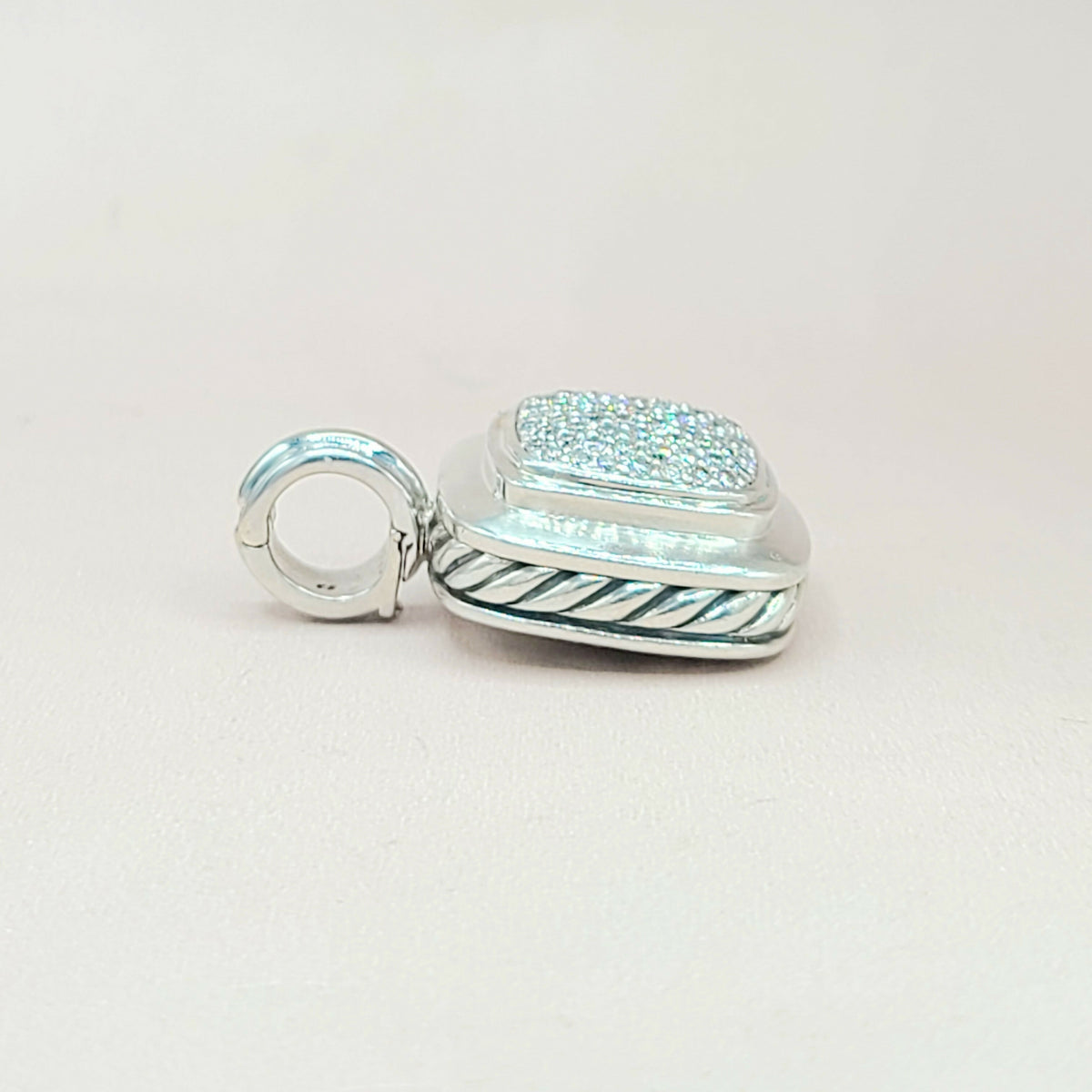  David Yurman Albion 14mm Pavé Diamond & 18K White Gold Pendant Enhancer