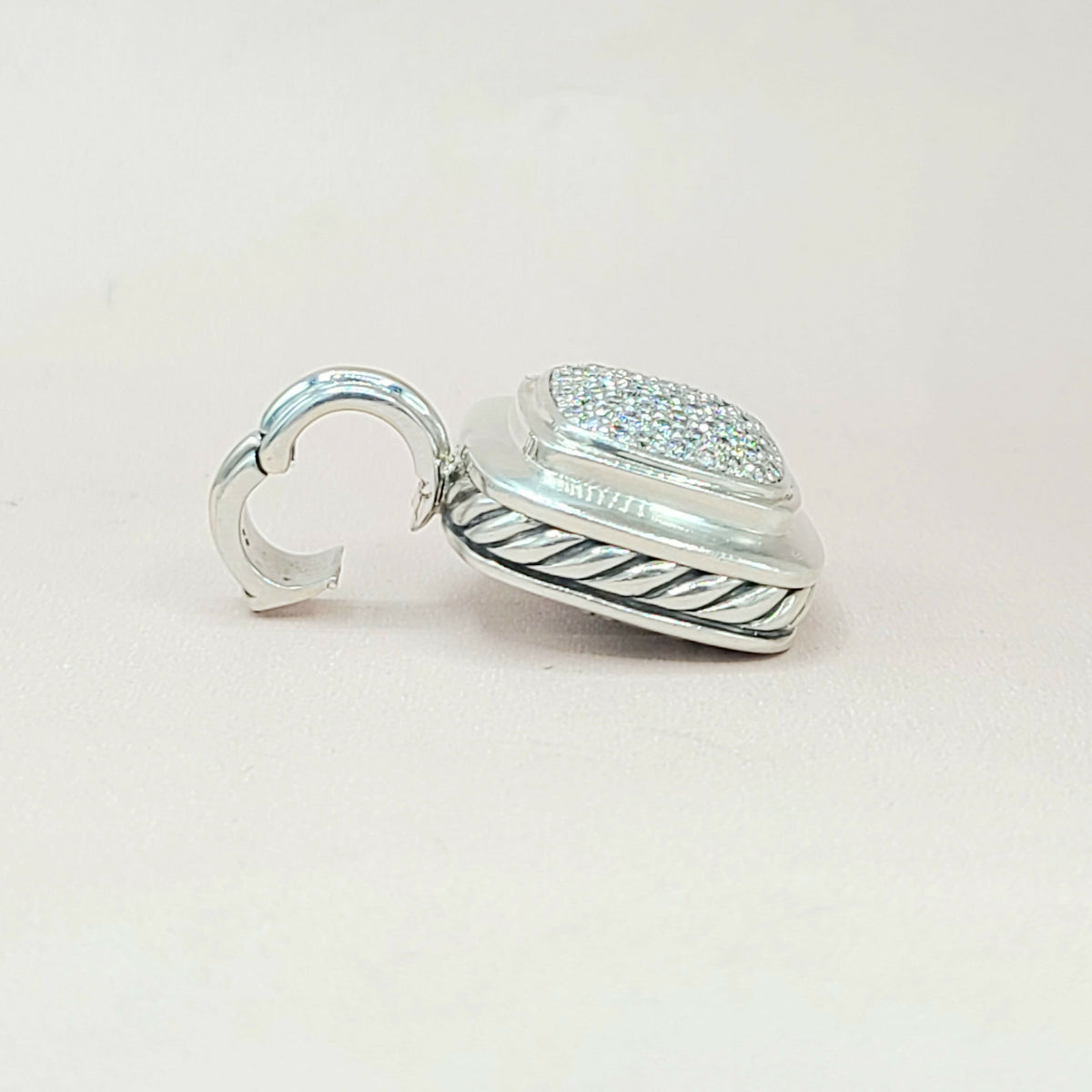  David Yurman Albion 14mm Pavé Diamond & 18K White Gold Pendant Enhancer