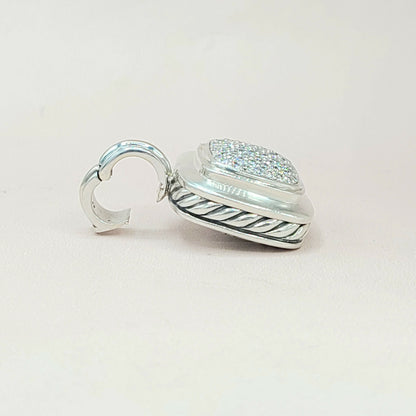  David Yurman Albion 14mm Pavé Diamond & 18K White Gold Pendant Enhancer
