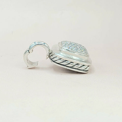  David Yurman Albion 14mm Pavé Diamond & 18K White Gold Pendant Enhancer
