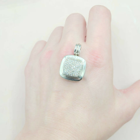  David Yurman Albion 14mm Pavé Diamond & 18K White Gold Pendant Enhancer