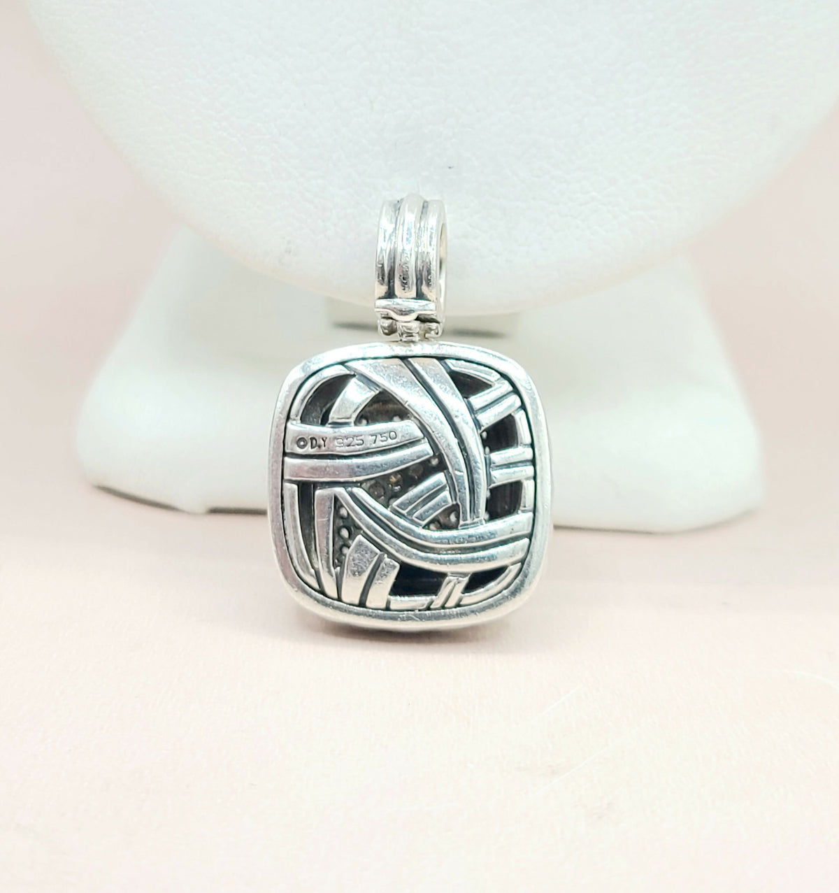  David Yurman Albion 14mm Pavé Diamond & 18K White Gold Pendant Enhancer