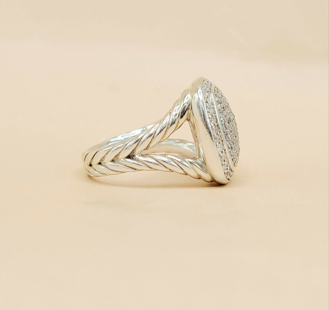 David Yurman Albion 14mm Pavé Diamond Ring Sterling Silver | AYW Luxury