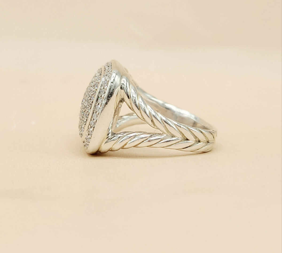 David Yurman Albion 14mm Pavé Diamond Ring Sterling Silver | AYW Luxury