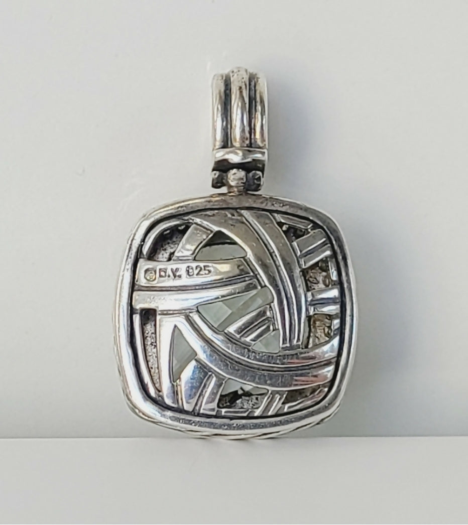 David Yurman Albion 14mm Prasiolite Diamond Pendant Enhancer 