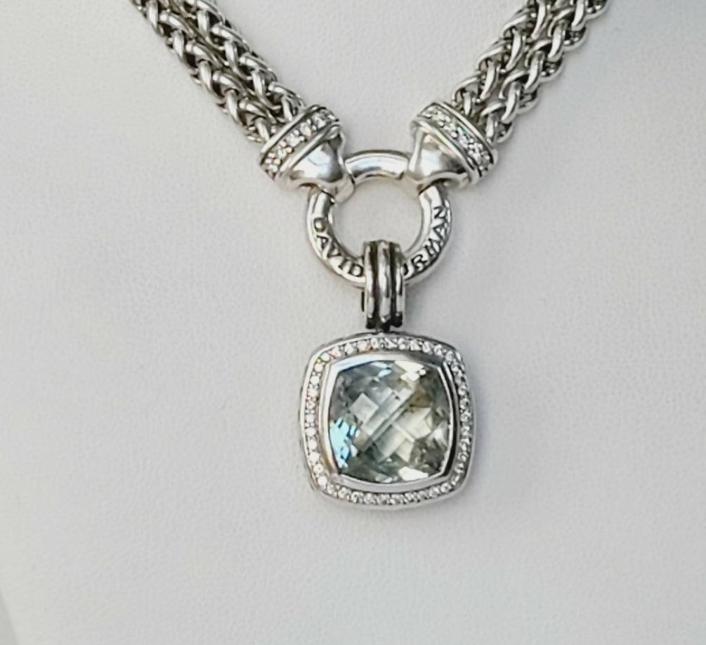 David Yurman Albion 14mm Prasiolite Diamond Pendant Enhancer 