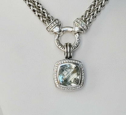 David Yurman Albion 14mm Prasiolite Diamond Pendant Enhancer 