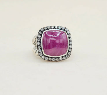  David Yurman Albion 14mm Ruby Diamond Ring