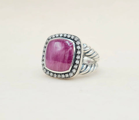 David Yurman Albion 14mm Ruby Diamond Ring