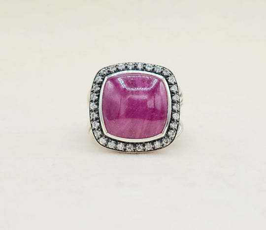  David Yurman Albion 14mm Ruby Diamond Ring