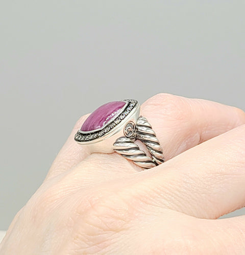  David Yurman Albion 14mm Ruby Diamond Ring