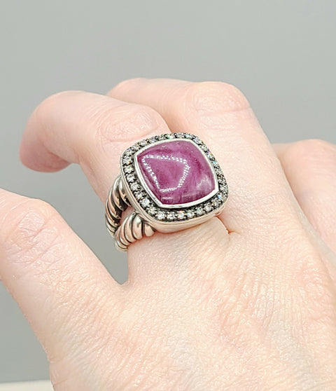  David Yurman Albion 14mm Ruby Diamond Ring