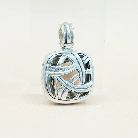  David Yurman Albion 14mm Smoky Quartz Silver & 18k Diamond Pendant Enhancer