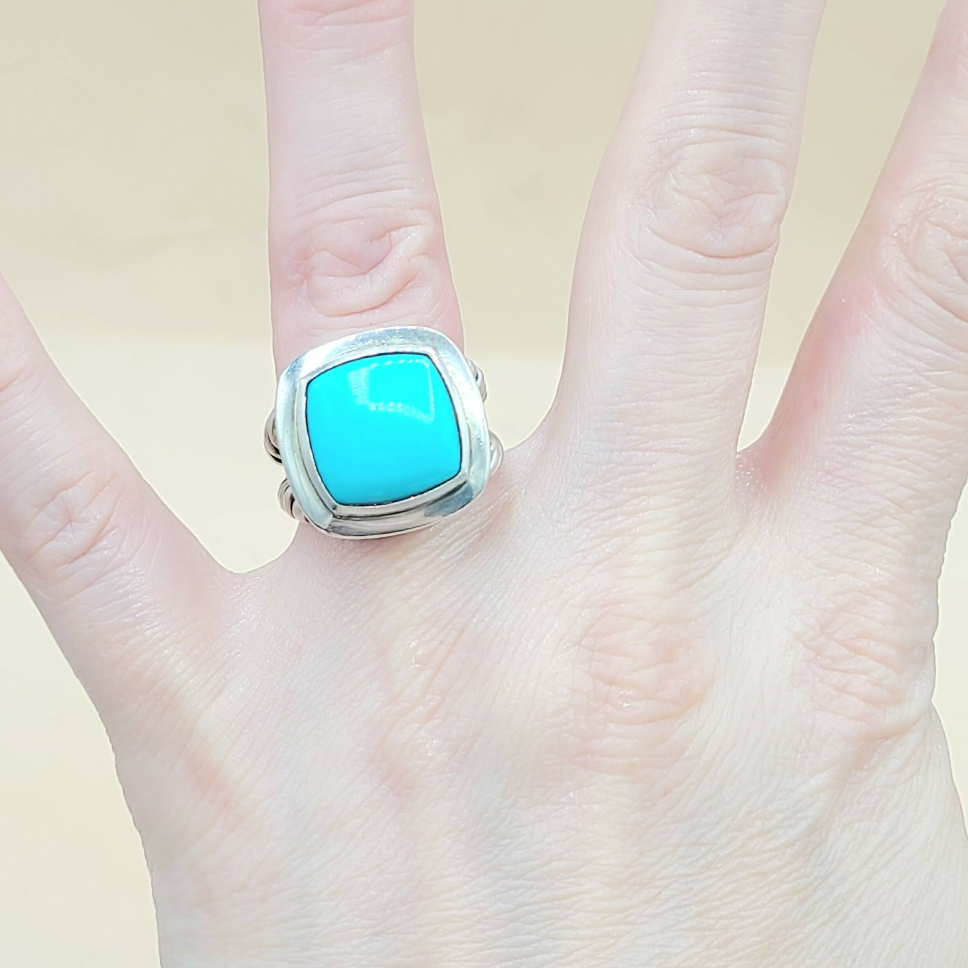 David Yurman Albion 14mm Turquoise Ring Silver | Certified Pre-Owned  AYW Luxury #