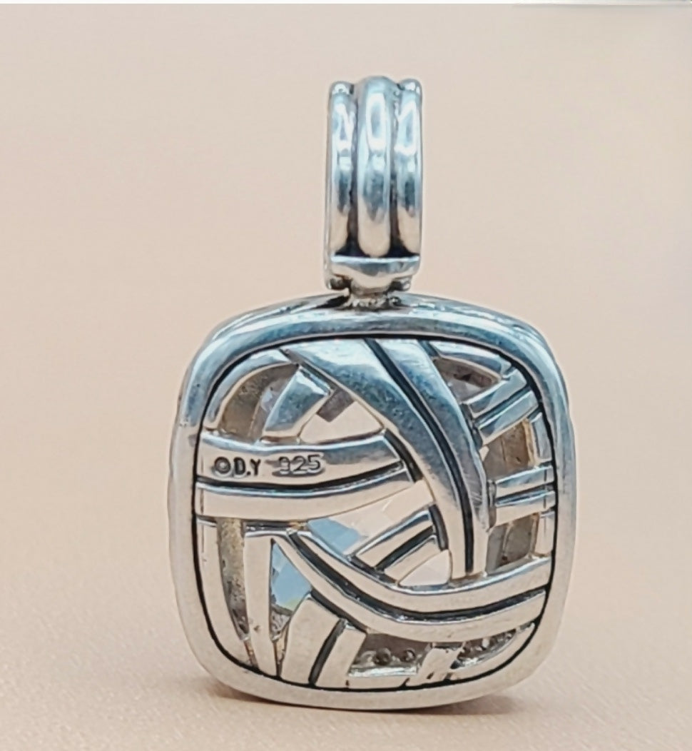 David Yurman Albion 14mm White Topaz Pendant Enhancer With Diamonds
