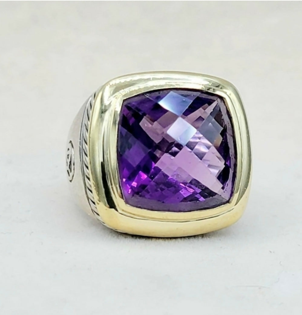 David Yurman Albion 15mm Amethyst Ring With Gold