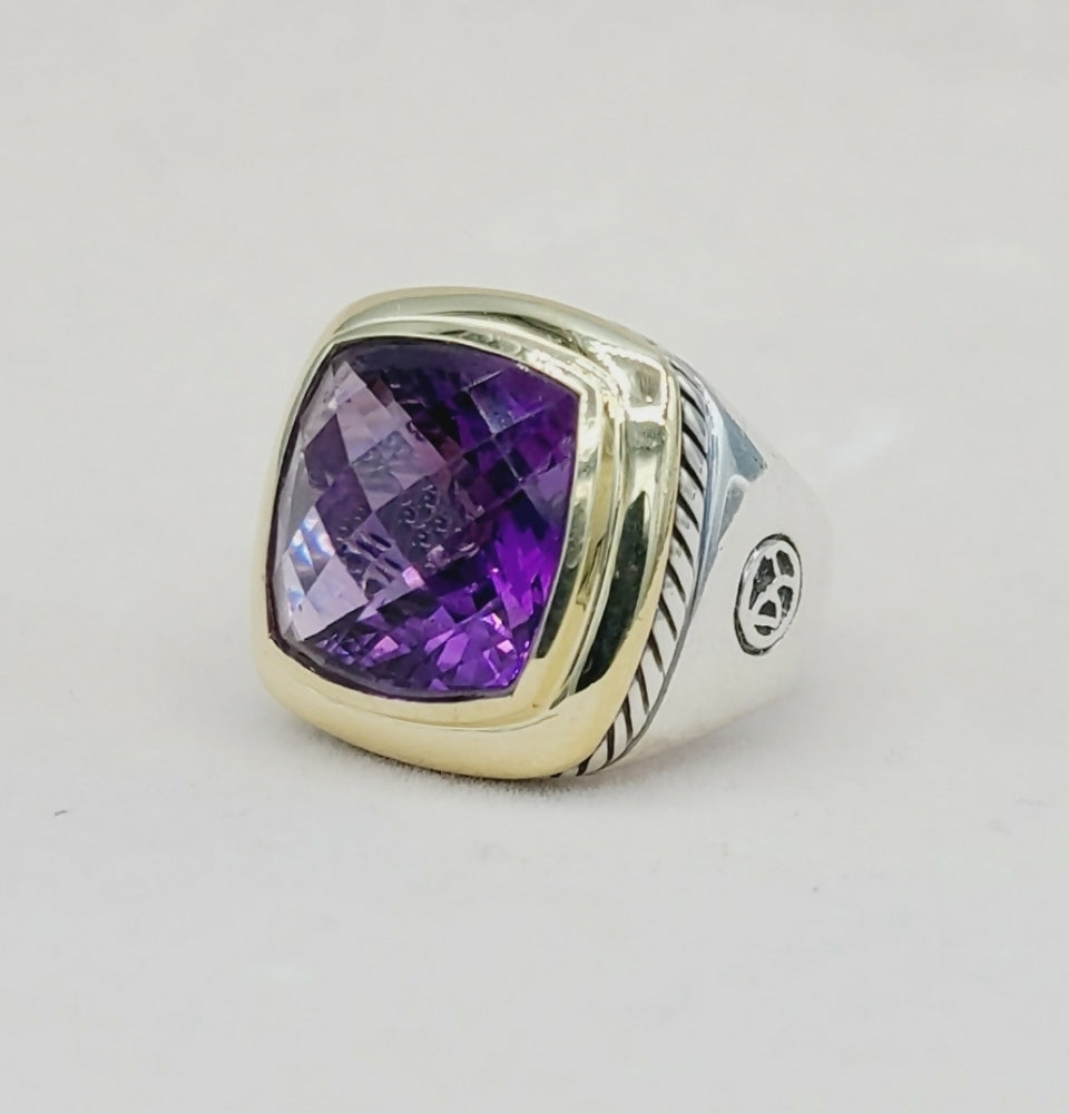 David Yurman Albion 15mm Amethyst Ring With Gold