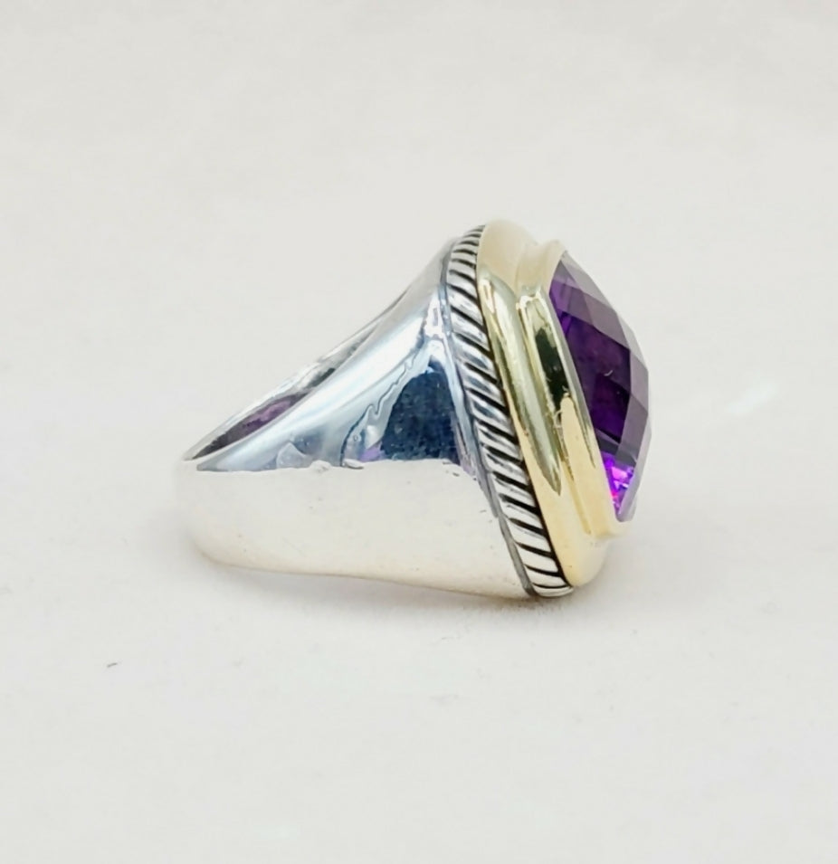 David Yurman Albion 15mm Amethyst Ring With Gold