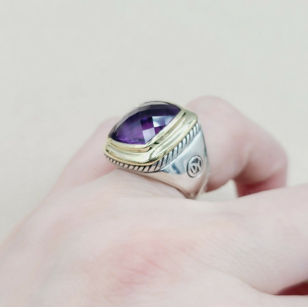 David Yurman Albion 15mm Amethyst Ring With Gold