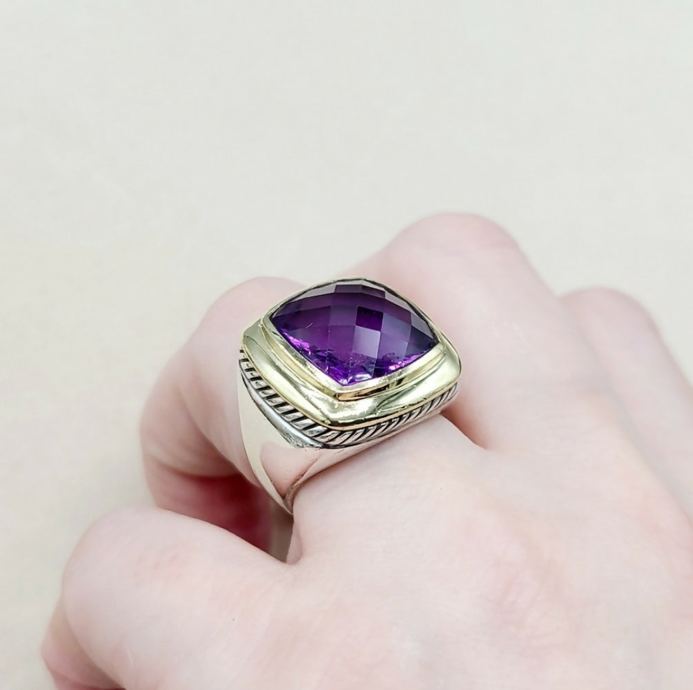 David Yurman Albion 15mm Amethyst Ring With Gold