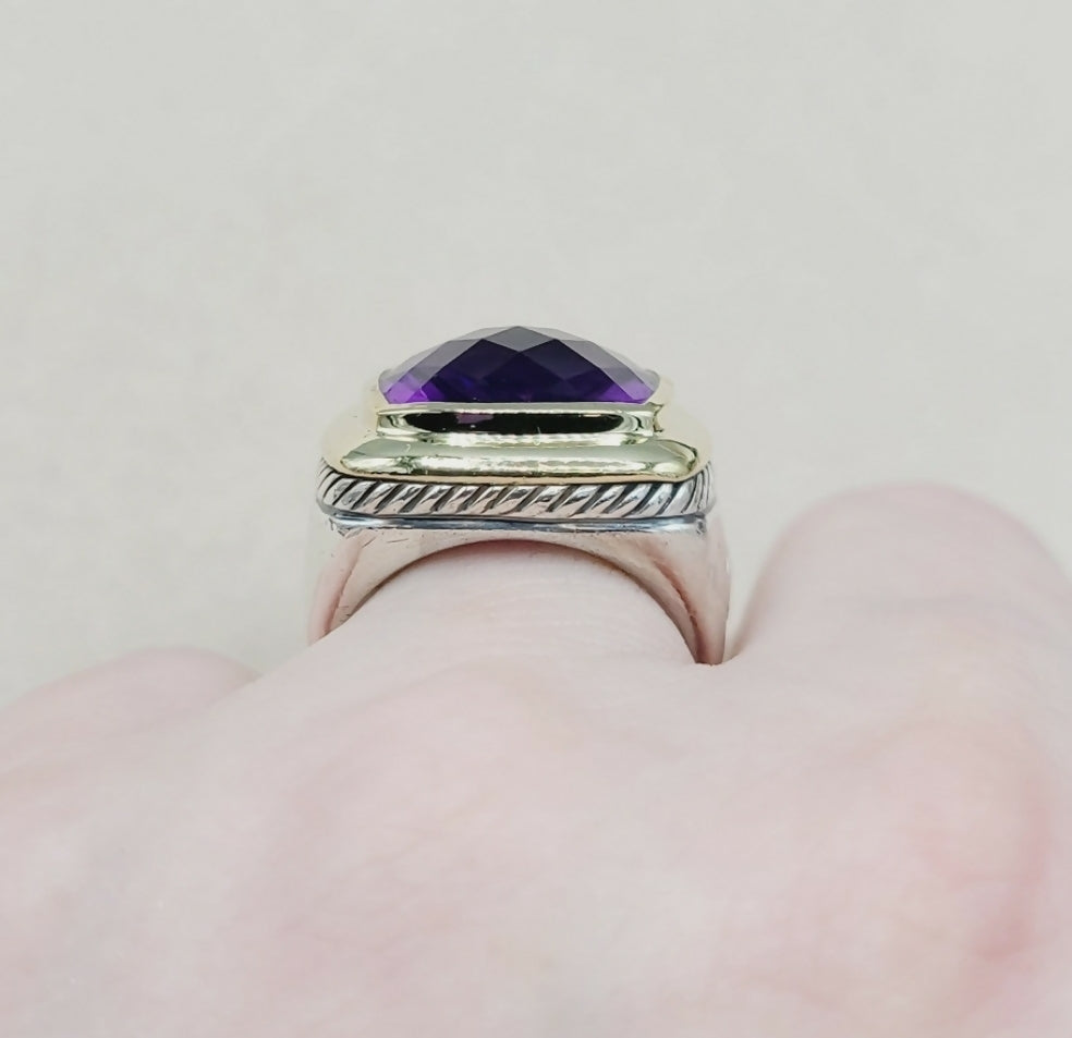 David Yurman Albion 15mm Amethyst Ring With Gold