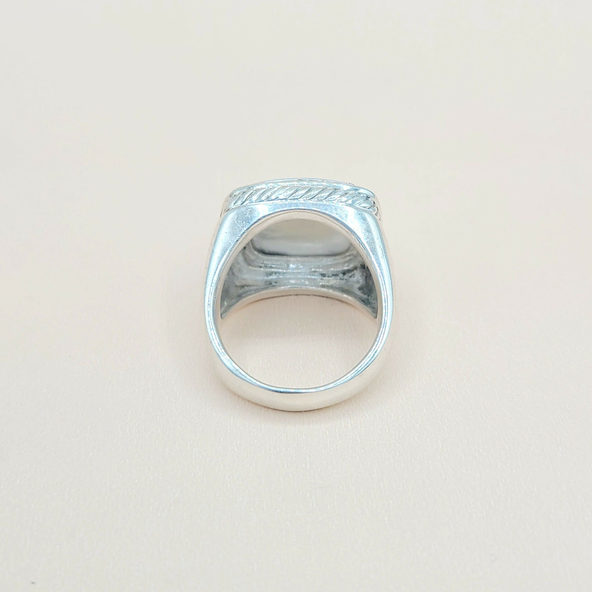 David Yurman Albion White Agate Diamond Ring 15mm Certified Pre-Owned  AYW Luxury #