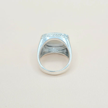 David Yurman Albion White Agate Diamond Ring 15mm Certified Pre-Owned  AYW Luxury #