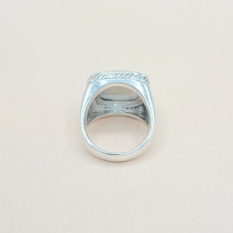  David Yurman Albion-15mm White Agate-Diamond Ring