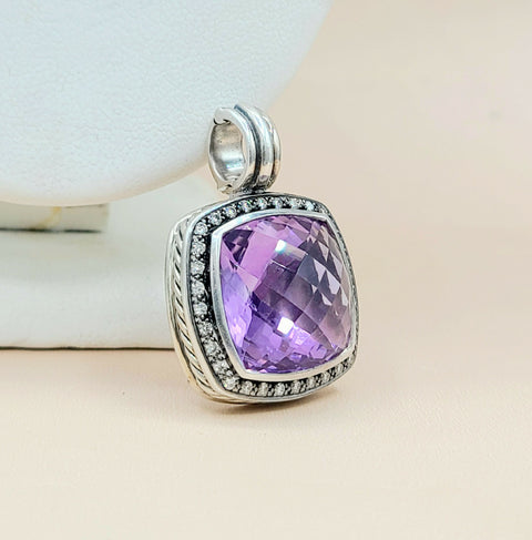  David-Yurman-Albion-Moonlight-Ice 17mm-Amethyst &-Diamond-Pendant
