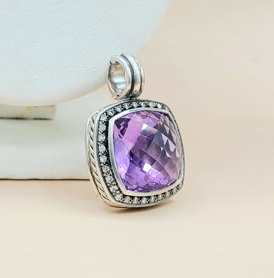 David-Yurman-Albion-Moonlight-Ice 17mm-Amethyst &-Diamond-Pendant