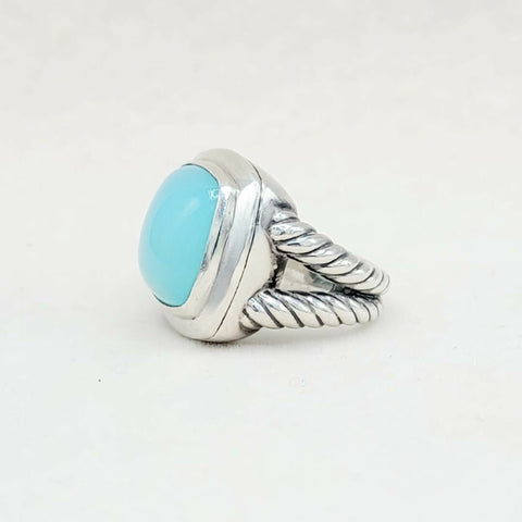 side view David Yurman Albion 17mm Aqua Chalcedony Ring
