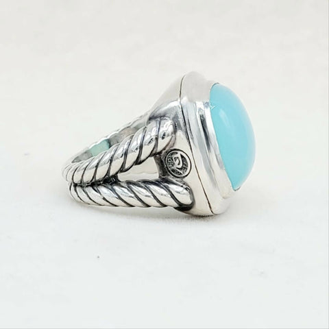 side view David Yurman Albion 17mm Aqua Chalcedony Ring
