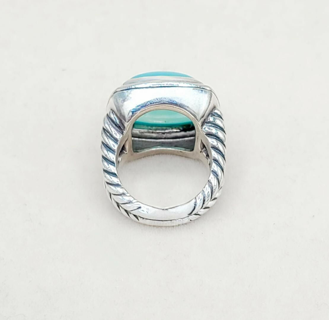 side view David Yurman Albion 17mm Aqua Chalcedony Ring
