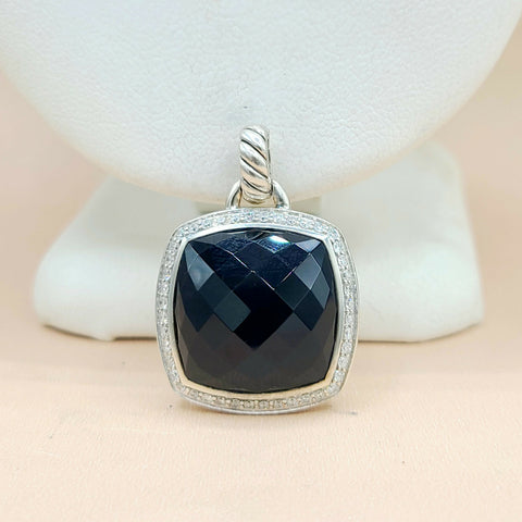  David Yurman Albion 17mm Black Onyx Diamond Pendant Enhancer