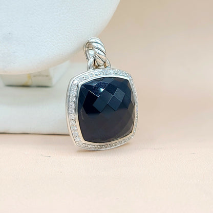  David Yurman Albion 17mm Black Onyx Diamond Pendant Enhancer