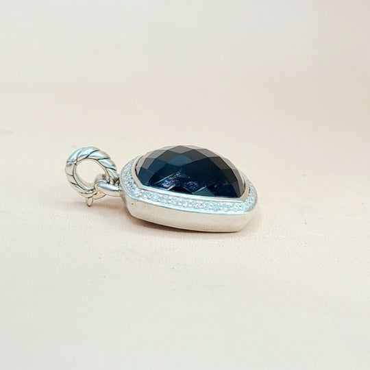  David Yurman Albion 17mm Black Onyx Diamond Pendant Enhancer