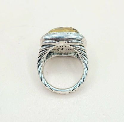  David Yurman Albion 17mm Green Orchid Silver Gold Diamond Ring