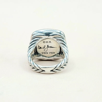  David Yurman Albion 17mm Green Orchid Silver Gold Diamond Ring