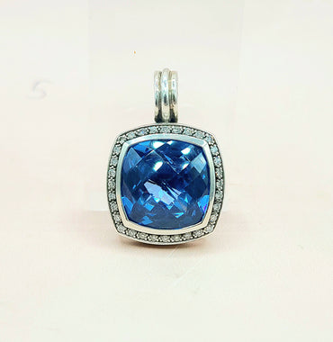  David-Yurman-Albion-Moonlight-Ice 17mm-Hampton-Blue-Topaz-& Diamond-Pendant