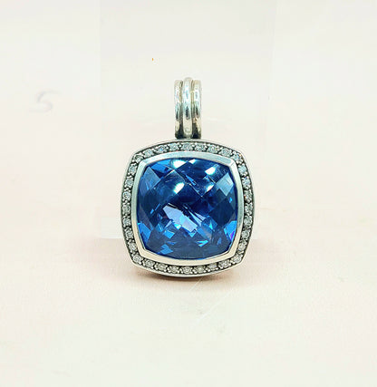  David-Yurman-Albion-Moonlight-Ice 17mm-Hampton-Blue-Topaz-& Diamond-Pendant